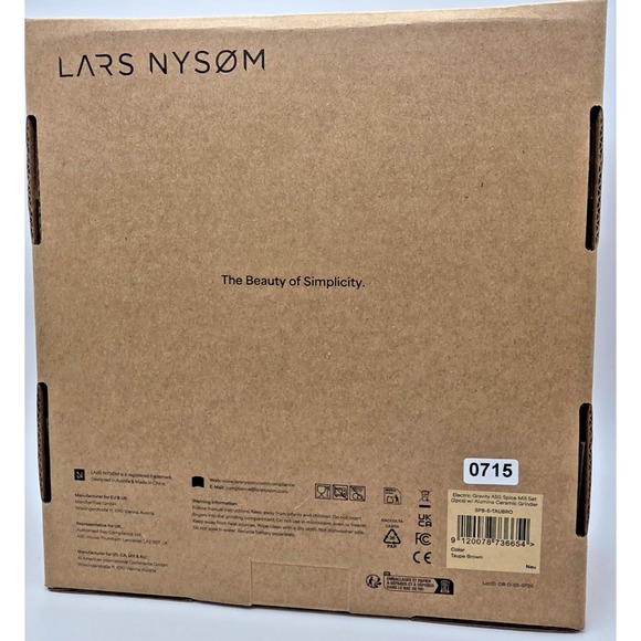 LARS NYSØM Austrian Design Electric Salt and Pepper Grinder Set Taupe Brown USB - Picture 11 of 13